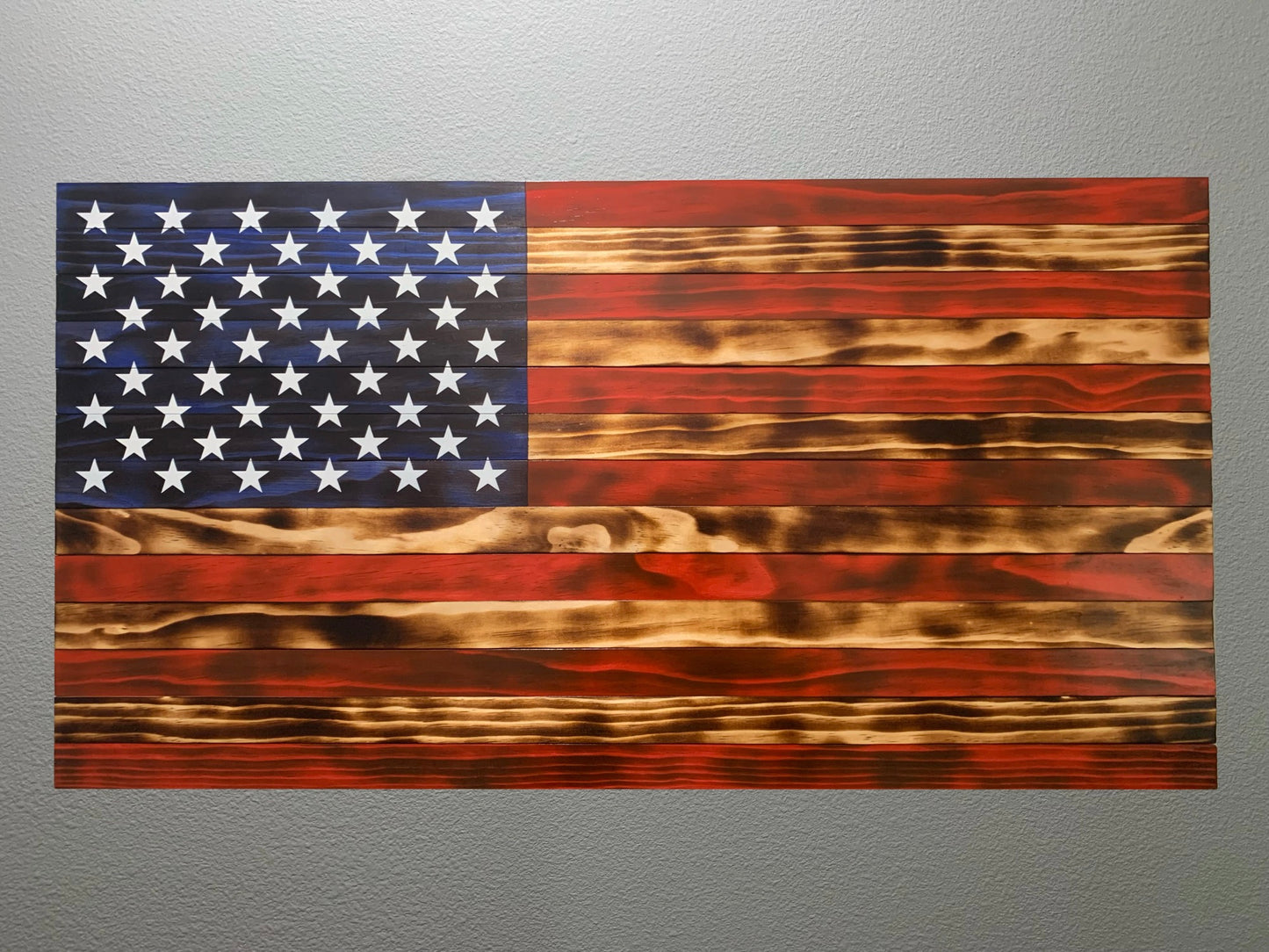 Rustic Wooden American Wall Flag